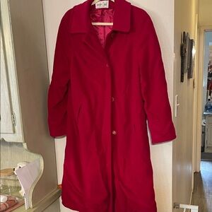 Vibrant Red Trench Coat by Jennifer Chase